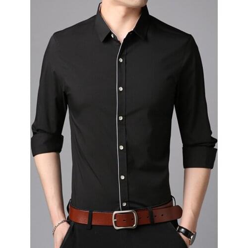 Men Shirt Autumn Clothes Business Casual Shirts Classic Black Shirt Men Long Sleeve Free Shipping