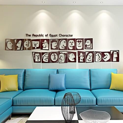 Face wall creative cartoon abstract personality Funny Cartoon Characters Acrylic Stickers DIY Home Decorations Interesting Gift