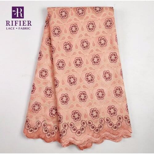 2018 New Arrival !! Cotton Laces Peach Color African Stones Cotton Lace Fabric Indian Embroidered Guipure Style Laces Material