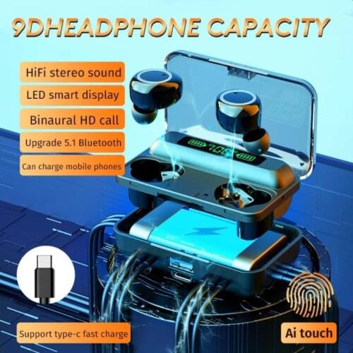 New F9-3 TWS Bluetooth Earphone Charging Box Waterproof Wireless Headphone 9D Stereo Sports Earbuds Microphoe for Smart Phone