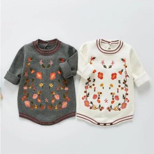 Autumn Baby Girls Long Sleeve Embroider Rompers 2021 Spring Baby Girl Knit Clothes Rompers Baby Boys Jumpsuit Clothes