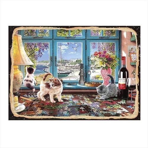 Tablomega Cat and puzzle'lar Mdf poster