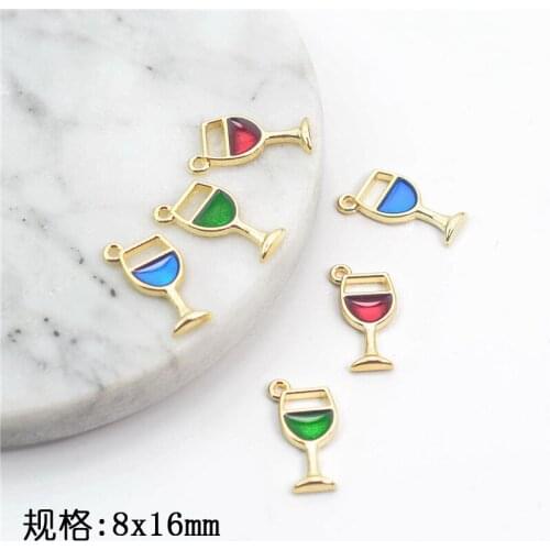 10pcs/Lot Grape Wine Cup 8*16mm Diy Handmade Oil Enamel Charms Design for Jewelry Making Earring Bracelet or Necklace