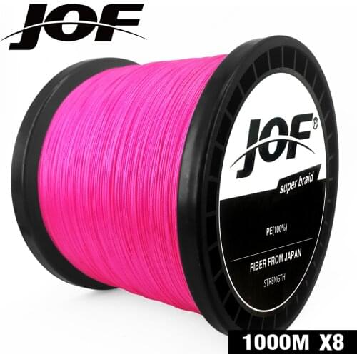 JOF Fishing 8 Strands Braided Fishing Line 100M 150M 300M 500M 1000M Pink Carp Fishing Line Sea Saltwater Fish Cord