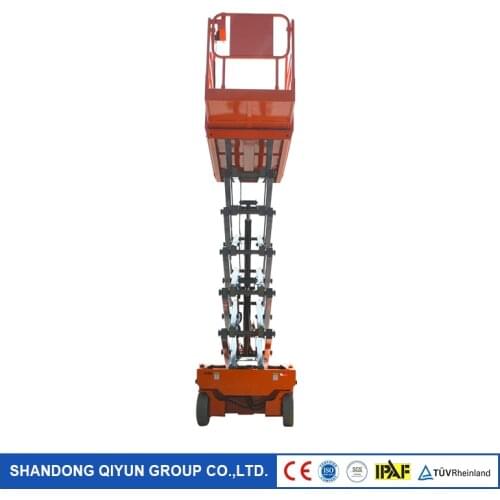 Qiyun CE&ISO Approved Self Propelled Scissor Lift 10m Height and 320 Kg Capacity for Window Cleaning