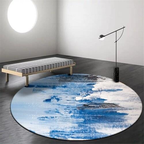 Blue White Glacier Round Chair Mat Abstract Painting Carpet Bedroom Floor Mat Corridor Decorative Bedside Carpet
