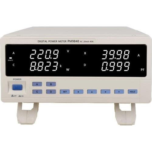 PM9840 Bench TRMS AC Voltage Current Power Meter High-power Electric Type 600V,40A