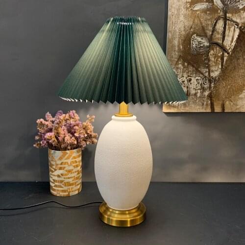 TUDA 2021 New Style White And Black Ceramic Table Lamps For Bedroom Living Room Foldable Lampshade Bedside Lamp Remote Control