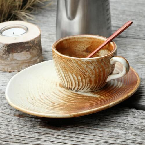 Vintage Brown Breakfast Retro Coffee Mug Milk Tea Japanese Traditional Chinese Tea Cups Utensil Porcelain Taza Cafe Drinkware