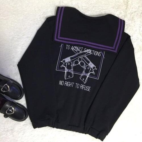 Japan Coat Outwear Harajuku Gunner Girls Navy Collar Loose Black Jacket Soft Sister Spring Womens Baseball Uniform Flying Wear