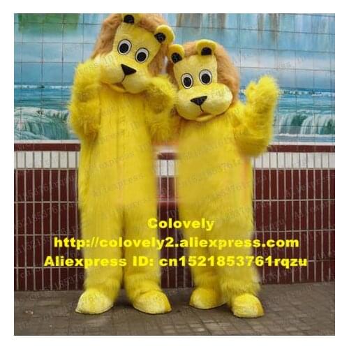 Yellow Long Fur Lion Beast Animal Mascot Costume Adult Cartoon Character Film Theme Meeting Welcome zz5333