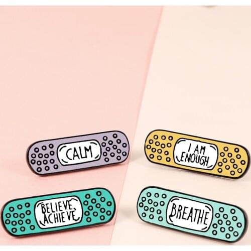 Cute Band-aid Brooch Cartoon Medical Enamel Pins Letter Geometric Trendy Badge Brooches For Women Child Cap Backpack Pins Gift