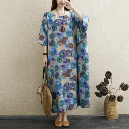 Extra Large Dress Women 2021 Summer New Products Loose Retro Literary Casual Cotton And Linen Long Dress 6XL Clothing Lady zh460