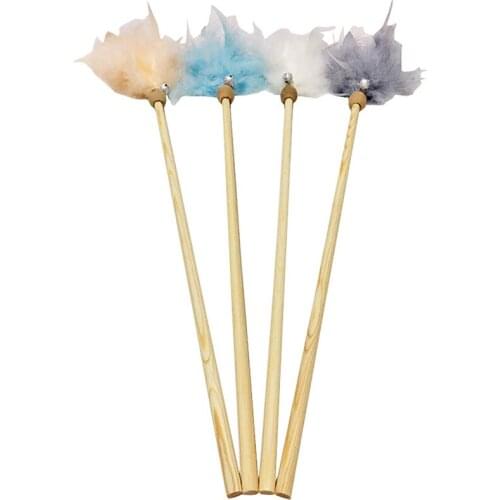 1pcs Cat Toys Feather Wand Kitten Cat Teaser with Bell Feather Interactive Stick Toy Cats Chaser Wand Toy