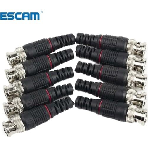 10pcs BNC Male Plug Pin Solderless Straight Angle Video Adapter BNC Connector for CCTV Surveillance Camera Security System
