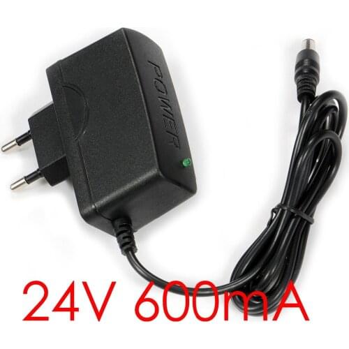 100PCS High quality DC 24V 600mA IC program AC 100V-240V Converter Switching power adapter Supply EU Plug DC 5.5mm x 2.1-2.5mm