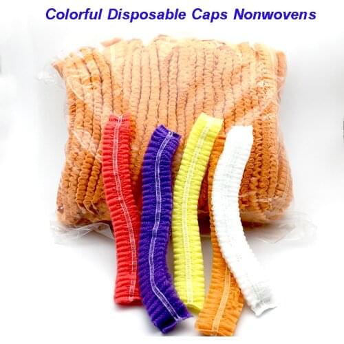 20PCS Disposable Hair Shower Cap Non Woven Pleated Anti Dust Hat Hotel Salon Supplies Set Non-woven Bouffant Shower Caps