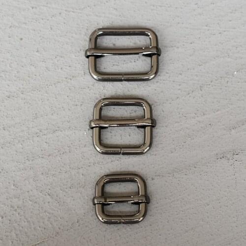 50 Pcs 15/20/25mm Gun Black Metal Slider Adjust Buckle Slides Tri-glides Roller Pin Buckles Handbag Strap Slider Adjuster Belt
