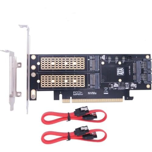 M2 NVMe SSD NGFF to PCIE 3.0 X16 Adapter M Key B Key mSATA PCI Express 3.0 M.2 NVME SSD M2 SATA SSD mSATA 3 in 1 Converter Riser