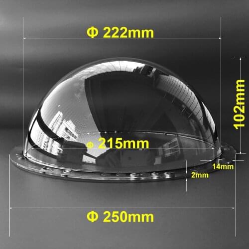 9inch Pre-drilled Hole 250 x102mm Acrylic/PC Waterproof Clear Color Dome Cover Transparent Lens Cap CCTV Security Camera Housing