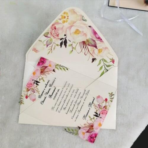 Hot colorful flower acrylic card with printed flower envelope customize