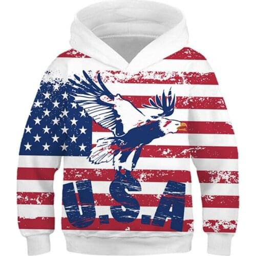 Autumn Kids 3D Sweatshirt Boys Girls Lovely Eagle Wolf USA Russian Flag Brand Printing Hoodies Children Halloween Pullover