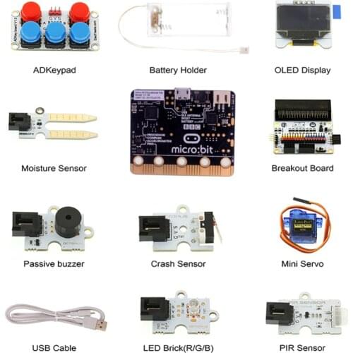 For Micro:bit Tinker Kit, Programming for Kids & Beginners ( micro:bit Board, Breakout Board, Octopus, ADKeypad & Sensor) FZ3257