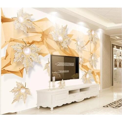Home Decor Living Room Wall Covering Fashion Geometry 3D Stereo Maple Jewelry TV Background Wall Custom 3d Photo Wall paper