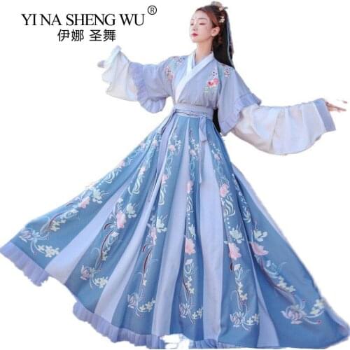 Ancient Princess Dance Costume Chinese Traditional Hanfu New Dress Women Han Dynasty Embroidery Oriental Tang Dynasty Dance Wear