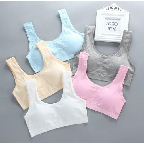 Cotton Training Bra Girls Kid Puberty Vests Sport Tops Tanks Running Solid Bras Children Girls Teen Underwear for 8-16 Years Old