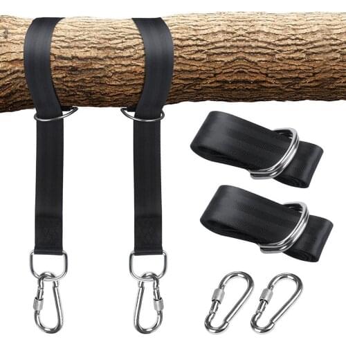 One Pair Tree Swing Hanging Kit Hammock Straps Rope Carabiner 350 KG Load Capacity OutDoor Camping Hiking Hammock Hanging Belt