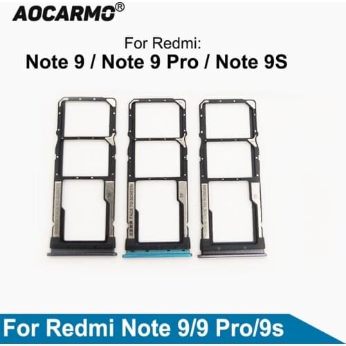 Aocarmo Sim Card Tray For Xiaomi Redmi Note 9 Pro 4G 5G Note9 9S Redmi9 9A Slot Holder Replacement Part