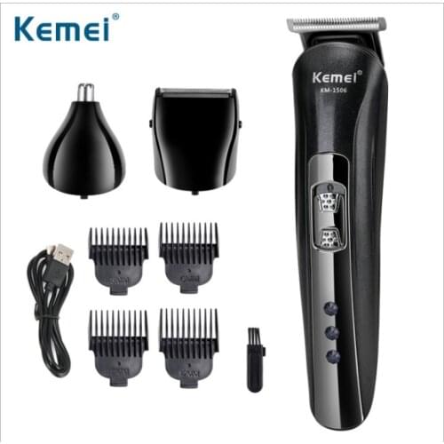 Kemei Hair Clipper Kit Hair Trimmer USB Rechargeable Cordless Shaver Mens Barber Cutting Professional Hairdresser Machine