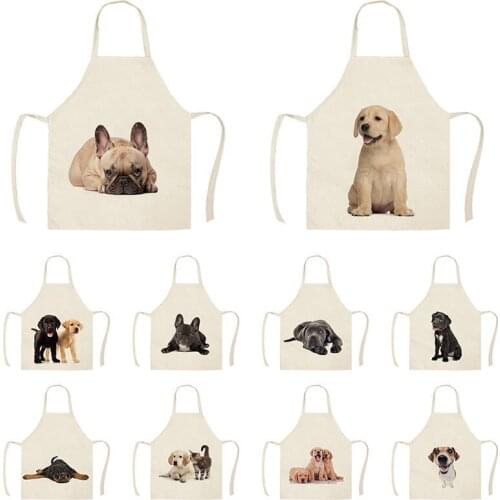 Cute Animals Pet Dog Pattern Kitchen Aprons Unisex Dinner Party Cooking Bib Funny Pinafore Cleaning Apron WQE431