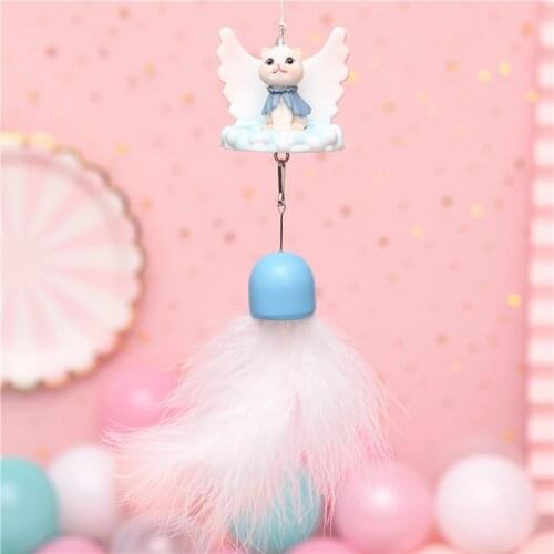 Cartoon Lovely Cat Resin Wind Chime Girls Bedroom Home Decoration Bell Pendant Cute Car Hanging Ornaments Children Birthday Gift