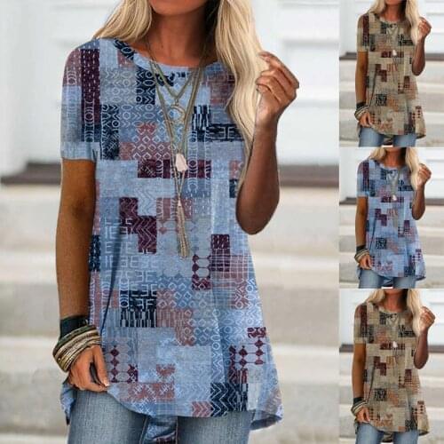 Fashion Women Tops Short-sleeved Digital Printing T-shirt Summer Casual Round Neck Loose Ladies' Tops Tshirts Pour Femme