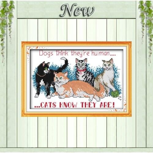 Cat friends lovely home wall decor painting counted printed on canvas DMC 11CT 14CT kits Cross Stitch embroidery needlework Sets