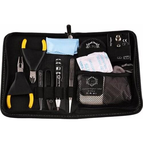 DIY Tool Kit Bag with Coil Jig Ceramic tweezer Ohm Meter Pliers Nipper for RDA RTA Heating Wire Prebuilt Coils All-in-One