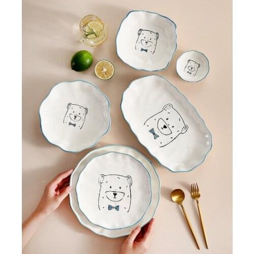 Dinner Plate Set Ceramic Kitchen Plate Tableware Set Food Dishes Rice Salad Noodles Bowl Soup Kitchen Spoon Cook Tool Set