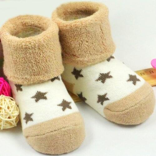 Top Quality Cute Star pattern Socks Suitable 3M-3 Year 1 pair Infant Newborn Socks Winter 100% Cotton Sock Baby Non-slip