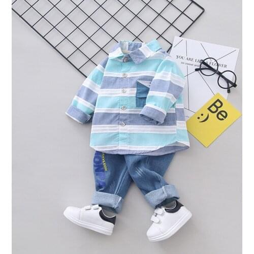 New 100% Cotton Boys Clothes Stripe Clothing for Boys Casual Clothing Sets Shirt+Shorts 2 Pcs Children Clothing Baby Boy Clothes