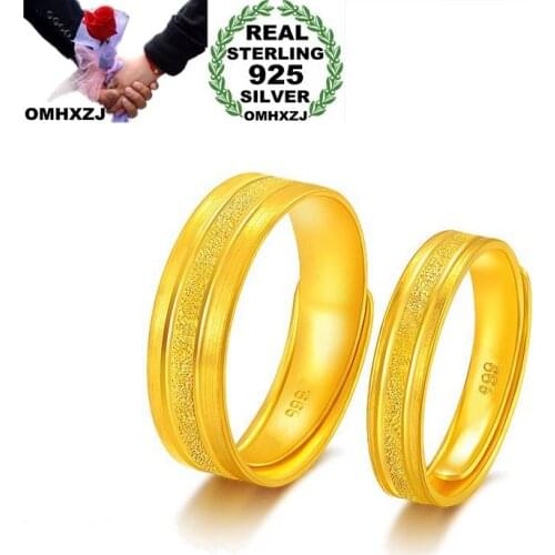 OMHXZJ Wholesale European Fashion Woman Man Party Wedding Gift Vintage Gold Resizable S925 Sterling Silver Ring RR291