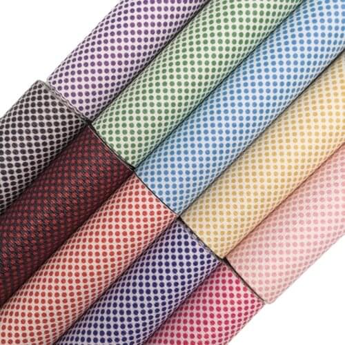 Onefly Wholesales Dropshipping Leather Supplier Polka Dots Printed Faux Leather Vinyl Synthetic Leather Sheets For Bow DIY FZ147