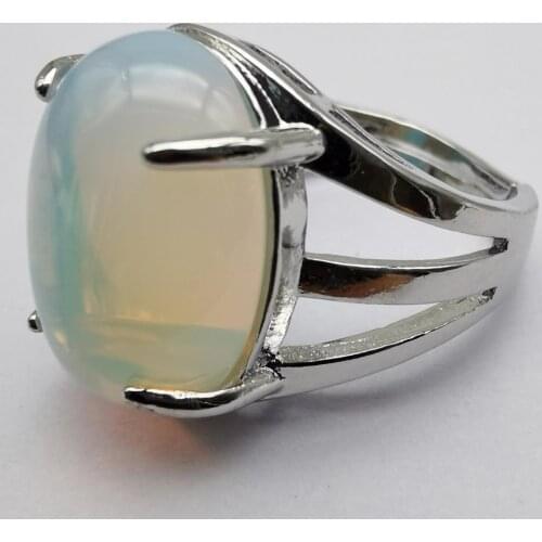 Opal Stone Oval Bead GEM Finger Ring Size 8-9 Jewelry For Gift X271