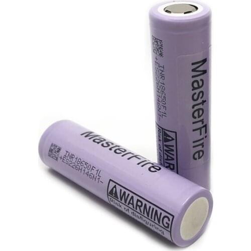 MasterFire 2pcs/lot Genuine INR18650 F1L 18650 3.6V 3350mAh lithium battery rechargeable batteries cell maximum 5A discharge