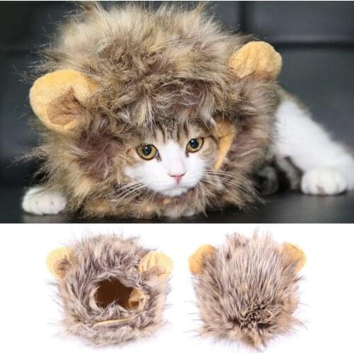 Pet Cat Wig Lions Headgear Rabbit Hat Halloween Christmas Costume Cosplay Dress up Dog Cat Supplies Outdoor Dress _WK