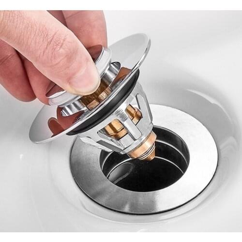 Bounce Core Push Type Stainless Steel Deodorant Plug Bathroom Basin Sink Pop Up Drain Stopper Kitchen Bathroom Faucet Accessorie
