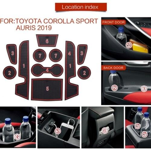 Rubber Mat For Toyota Corolla Sport Auris 2019-2020 Lnterior Anti Slip Mat Door Slot Pad Cup Cushion Groove Mat Car Accessories