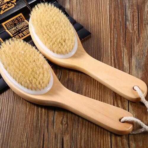Body Natural Bristle Dry Skin Exfoliation Brush Massager Bath Shower Scrubber