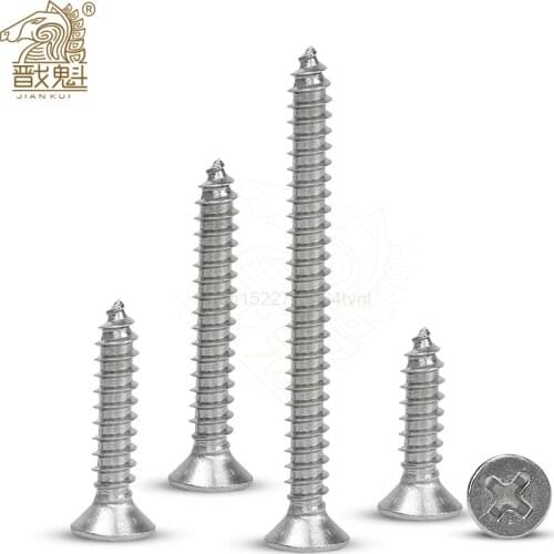 20/55pcs Cross Recessed Countersunk Flat Head Self-tapping Screw M3 M3.5 M4 M5 M6 Stainless Steel Phillips Screw Furniture Screw